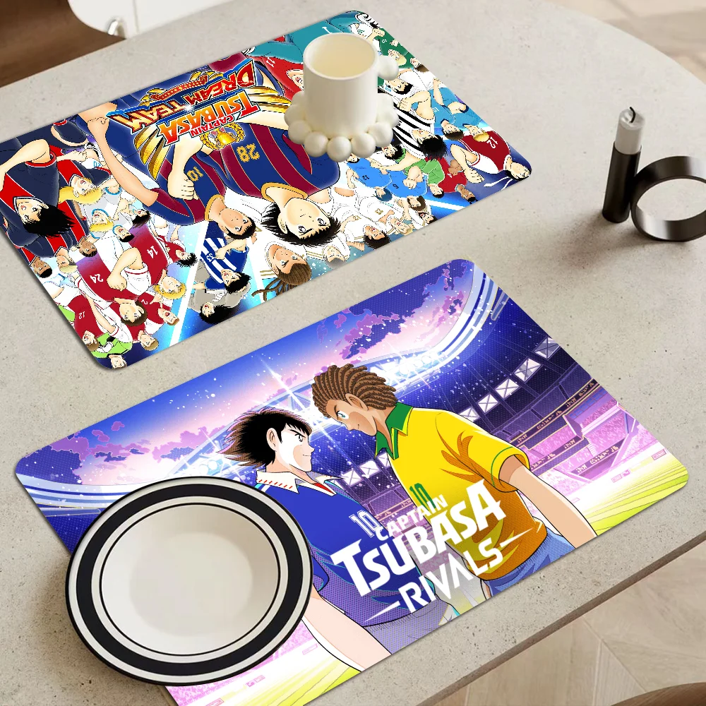 

Captain Tsubasa Cartoon New Super Absorbent Coffee Dish Kitchen Absorbent Draining Mat Drying Mat Quick Dry Bathroom Placemat