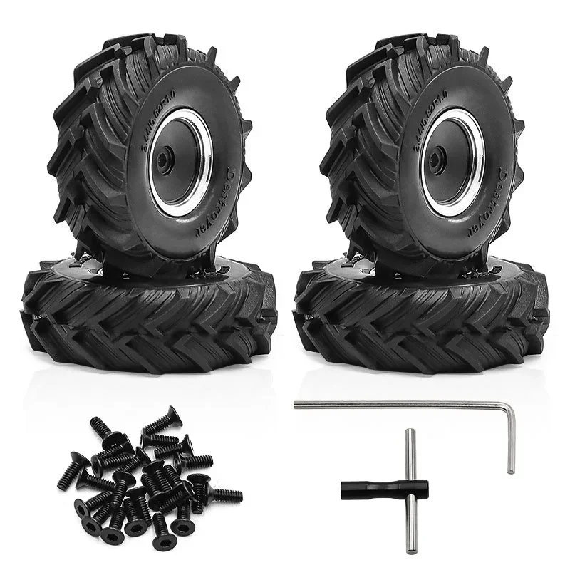 

4pcs OD 52mm 1.0" Metal Beadlock Wheel Tire Set For 1/18 RC Crawler Car TRX4M SCX24 Upgrade Parts Accessories
