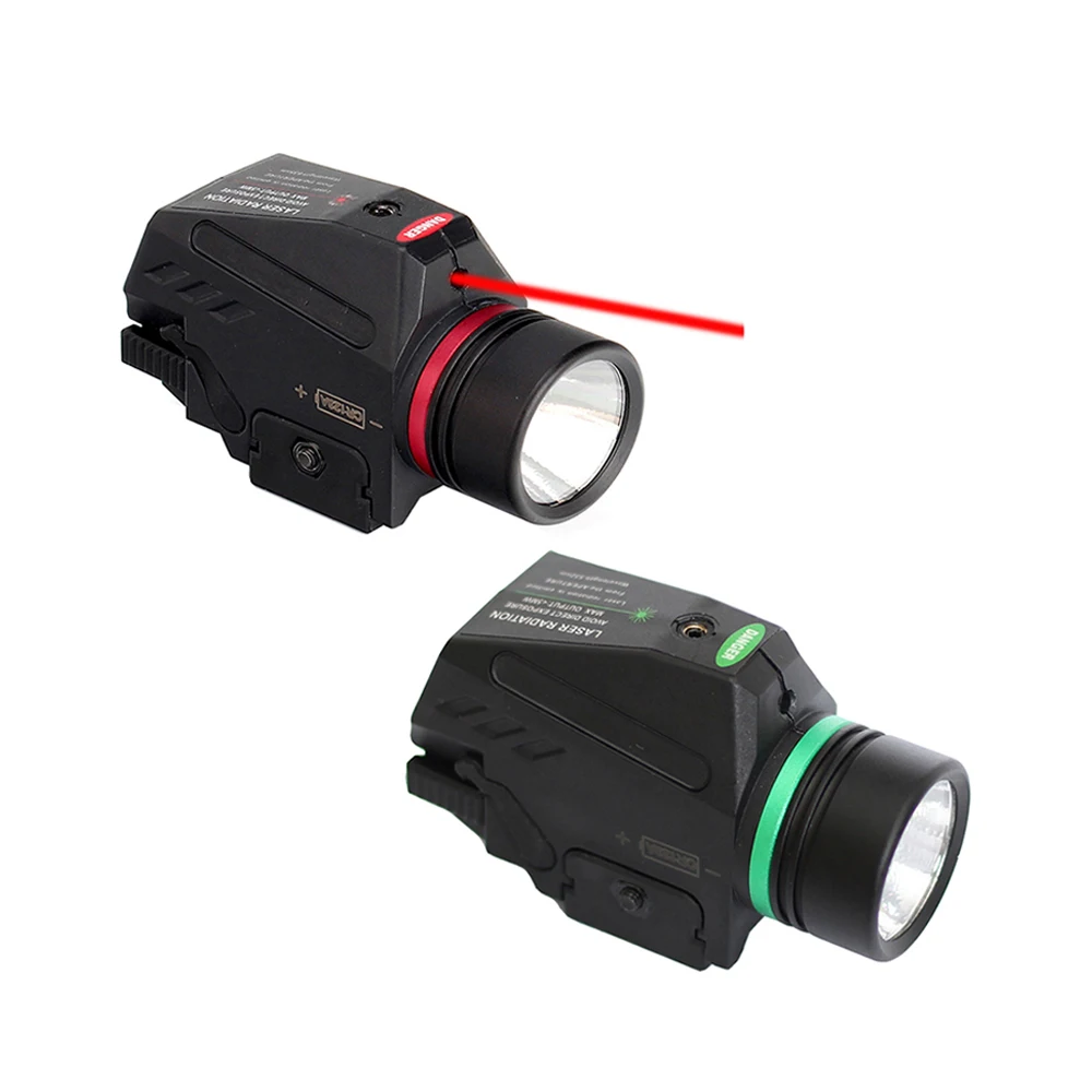 150 Lumens LED Flashlight and Red / Green Laser Sight Combo with 20mm Picatinny Rail Mount Hunting Accessories