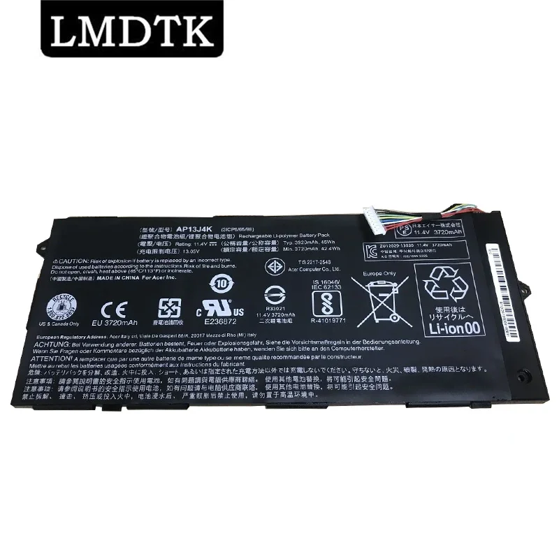 LMDTK New AP13J4K 11.4V 45WH Laptop Battery For Acer Chromebook C720 C720P C740 C720-2844 C740-C5U9 ZU12029-13020 AP13J3K