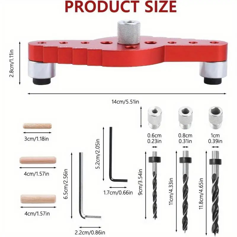 Dowel Jig Kit Self Centering Line Scriber Drill Guide with Bit Set for Floating Shelf Brackets Mantels
