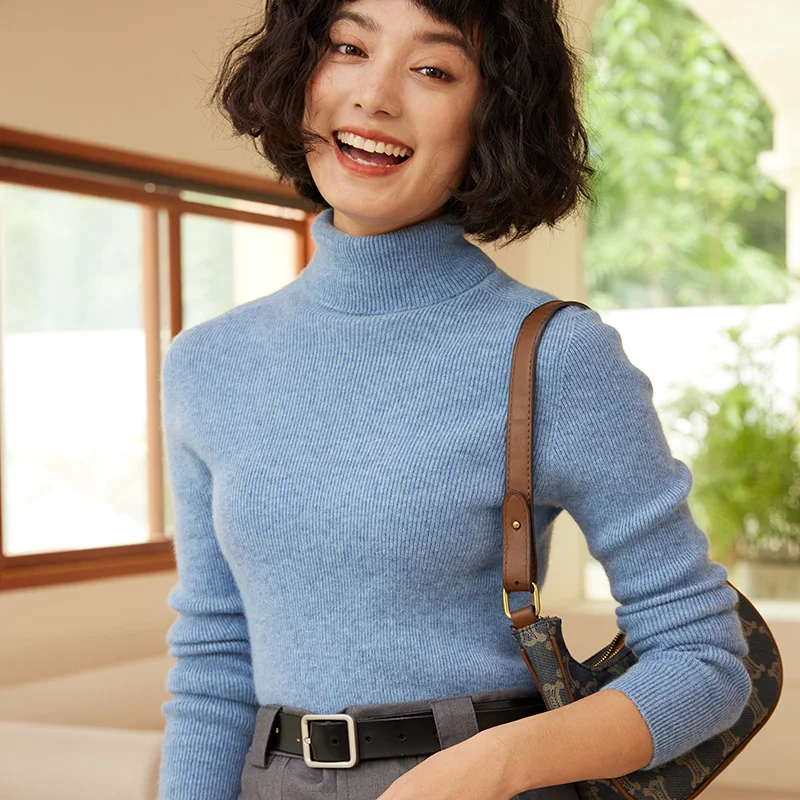 الخريف والشتاء سترة المرأة الجديدة 100% الكشمير الخالص عالية طوق هوديي محبوك النمط الأساسي الساخن بيع المرأة #3