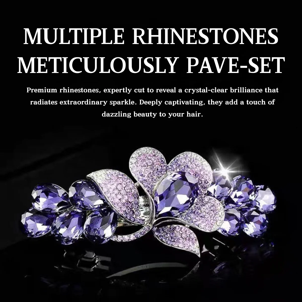 

Extravagant Styles Rhinestone Hair Clips with Spring Clips Elegant Half-Up Hair Accessories for Women Straight Barrette