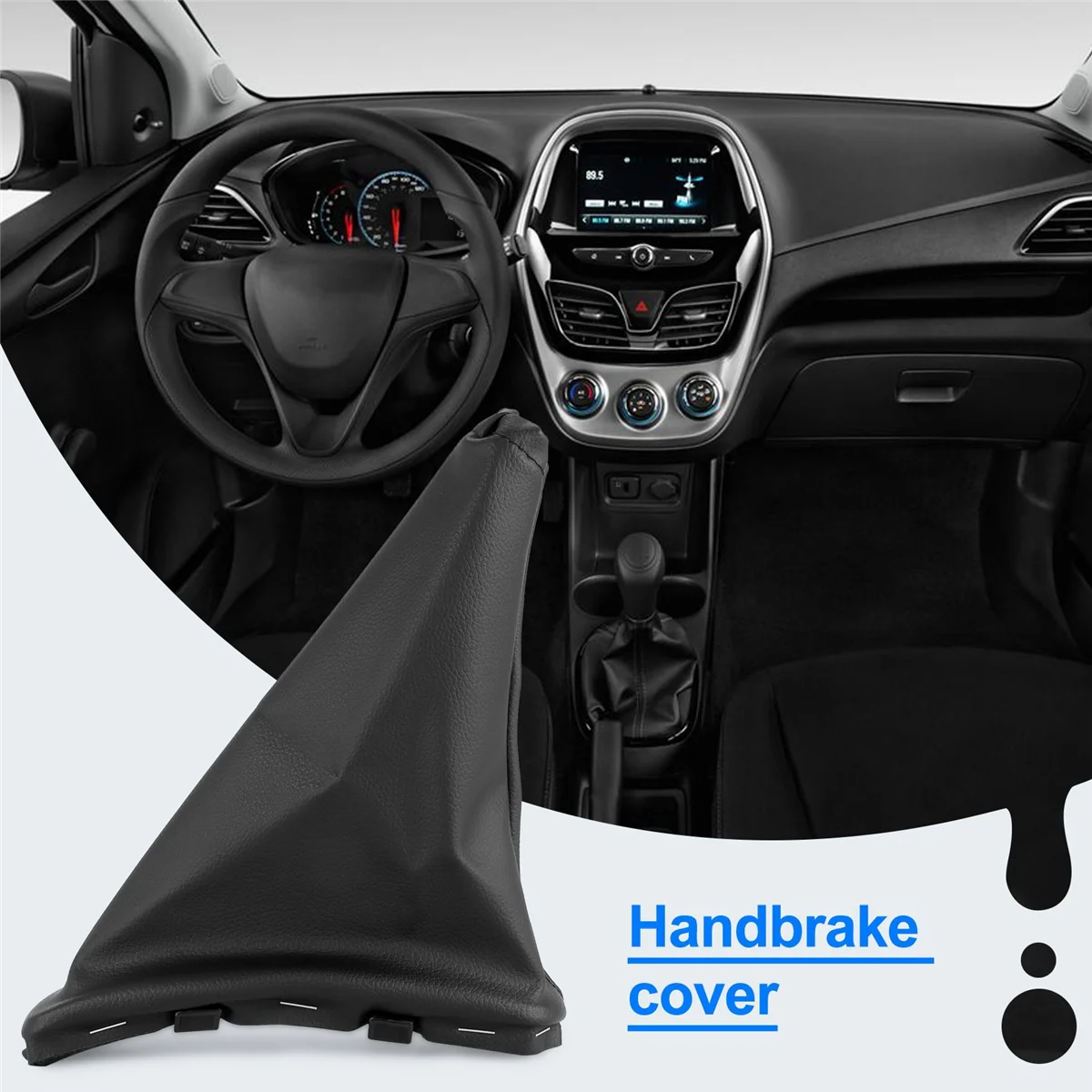 Handbrake Gaiter Cover Hand Brake Boot Black PU Leather for Chevrolet Spark 2011-2016