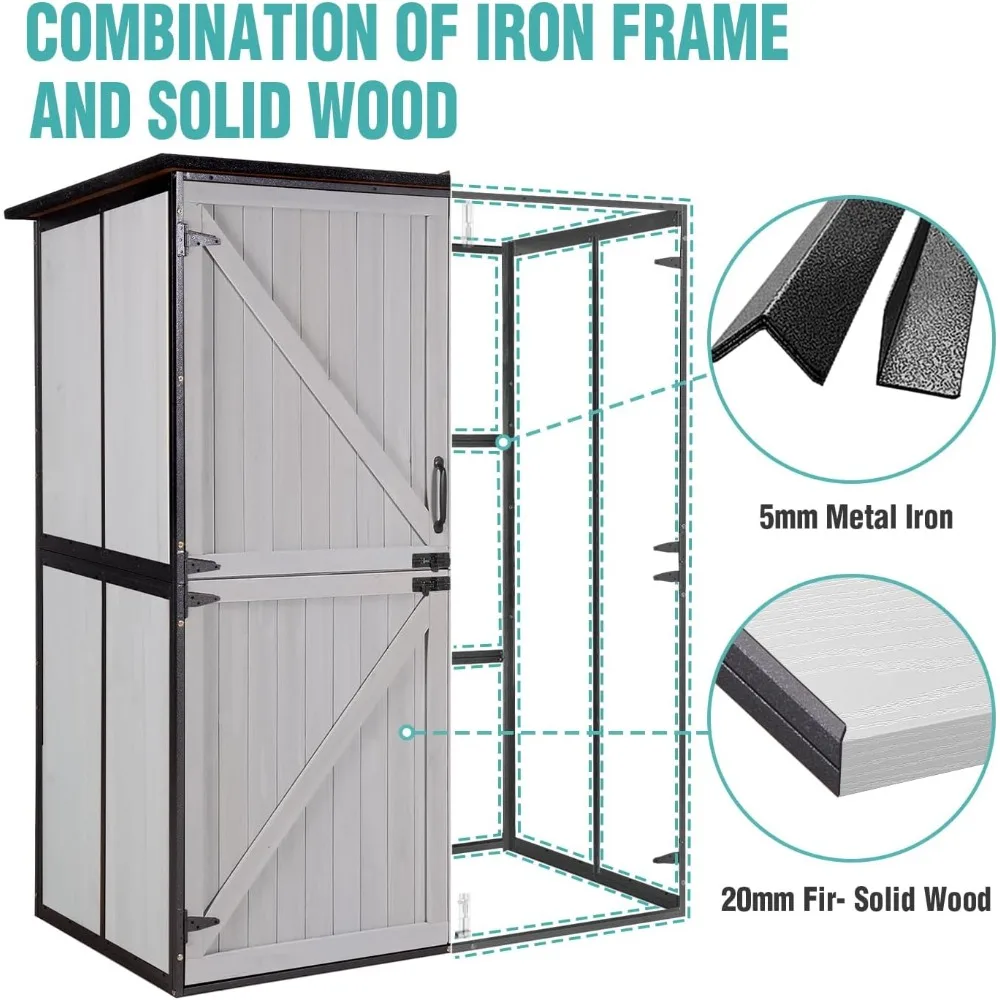 Sheds & Outdoor Storage, Large Garden Shed with Metal Frame Structure and Adjustable Shelves,Bike Storage Tool Cabinet Box