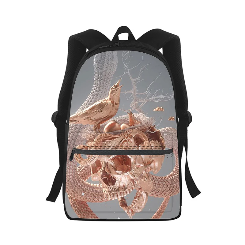 

art painting snake animal Men Women Backpack 3D Print Fashion Student School Bag Laptop Backpack Kids Travel Shoulder Bag