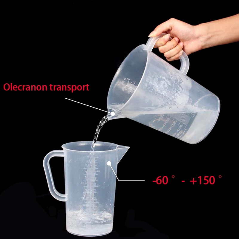 Vaso de medición de plástico transparente para cocina, vaso de Laboratorio de Ciencia, libro de texto de oficina, Escala de capacidad de