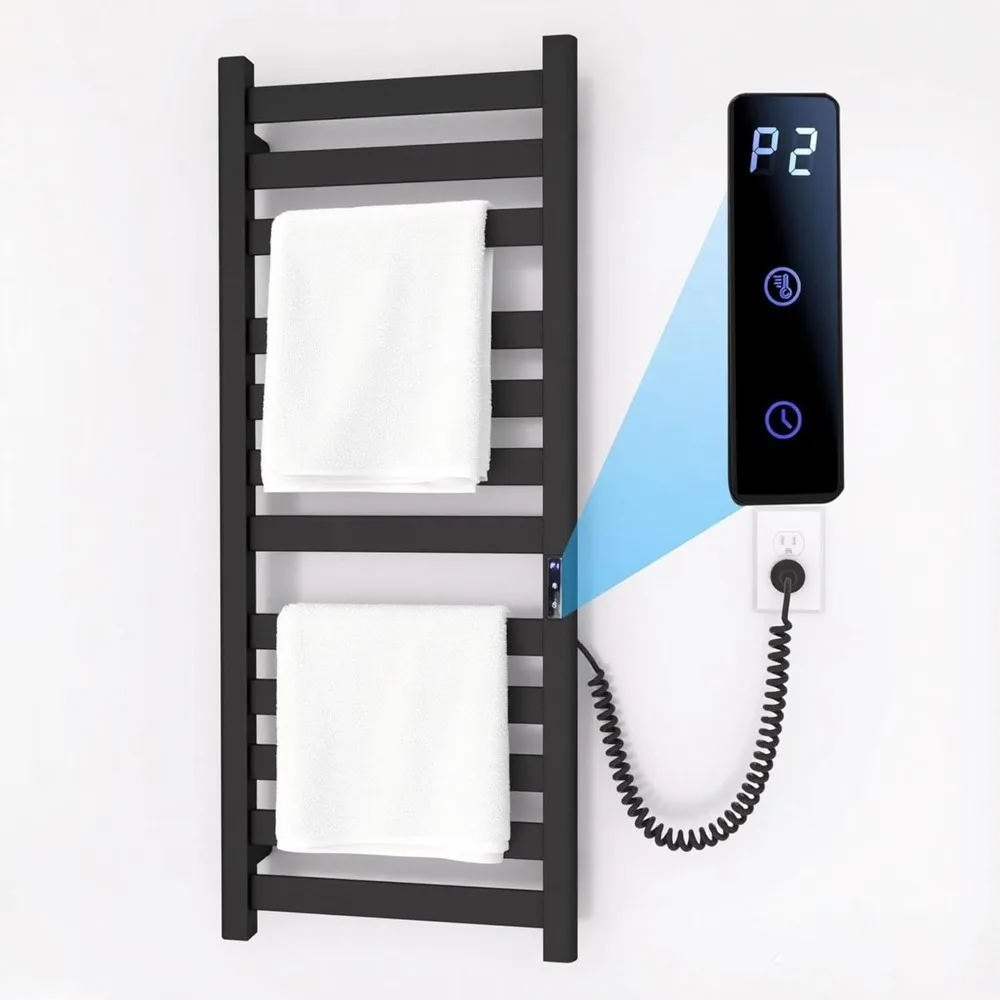 

Space Aluminum Wall-Mounted Electric Towel Warmer with 12 Bars for Bathroom