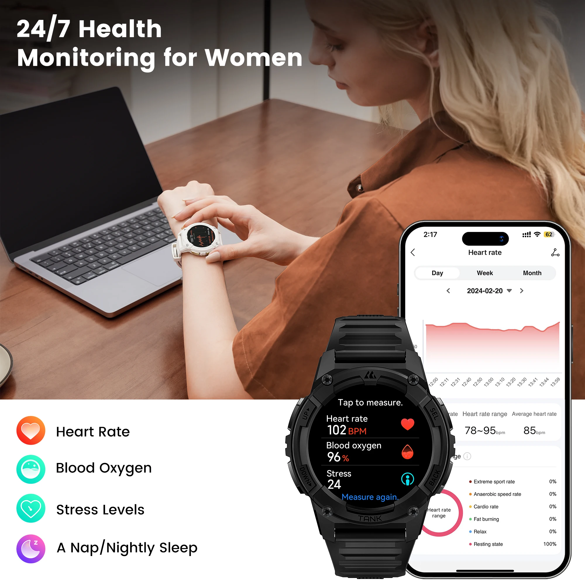 KOSPET TANK S2 GPS Smart Watch For Women Compass Altimeter Barometer Bluetooth Call AMOLED IP69K Waterproof Women's Smartwatch