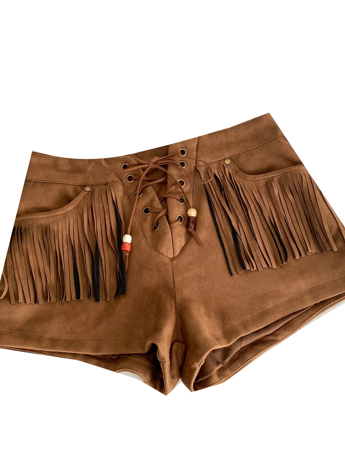 Pantalones Retro americanos de piel de ciervo de terciopelo para mujer, pantalones de pierna ancha de cintura alta, diseño de borla, informal, para ir al trabajo, verano 2025