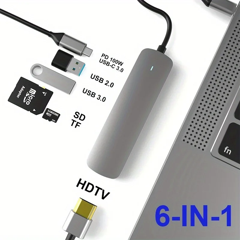 

Адаптер USB C-совместимый с HDMI-концентратором USB C Док-станция для Macbook Air iPad M2 M1 — концентратор USB 3.0 с портом Ethernet