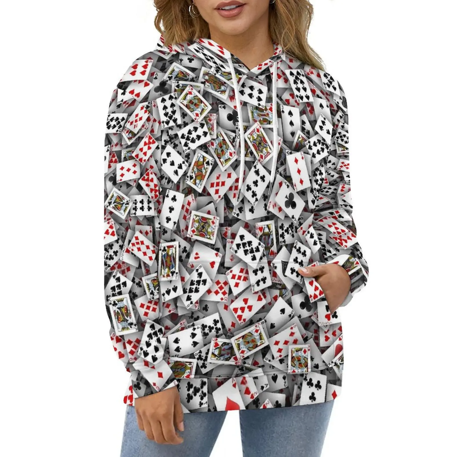 

Poker Cards Hoodies Playing Cards Harajuku Oversize Hoodie Woman Long Sleeve Kawaii Design Casual Sweatshirts