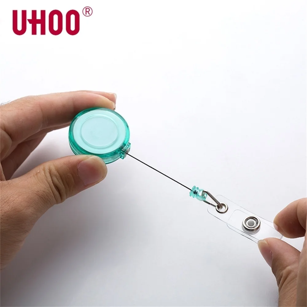 Uhoo 6706 Candy Color Badge Reel Cord Rope Name Tag Case Holder Customized-logo Badge Holder Snap Clips Nurse Name Card Holder