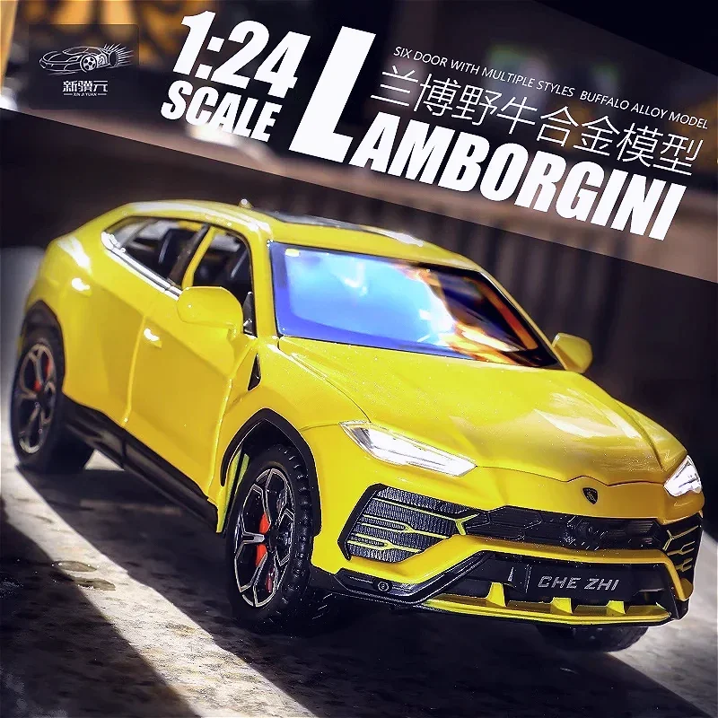 1:24 Lamborghini URUS Alloy Model Car SUV Diecast Toy Metal Collection Simulation Sound ＆ Light Toy Car For Children C126