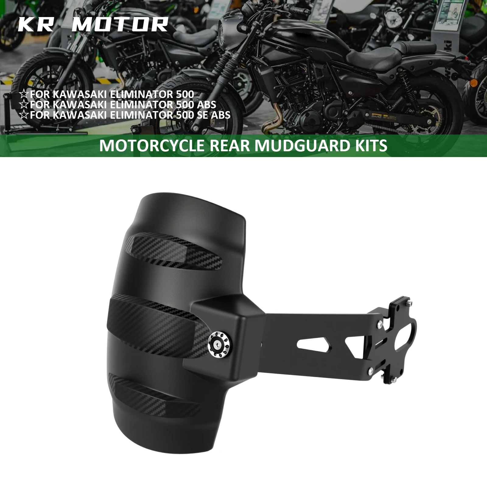 

Motorcycle Rear Mudguard Kits Splash Guard Rear Fender Block Mud Splashing Fits For Kawasaki Eliminator 450 500 SE ABS 2024-2026