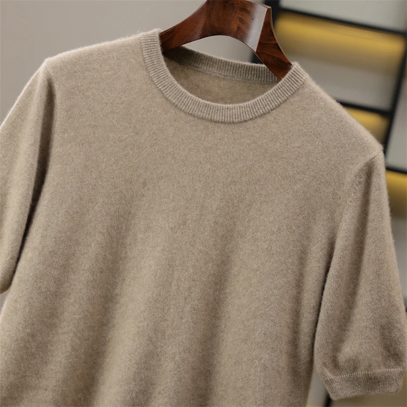 

Мужской базовый кашемировый пуловер с круглым вырезом, 100% кашемир из козьего меха, осенне-зимний мягкий повседневный свитер с коротким рукавом, вязаный кашемировый топ