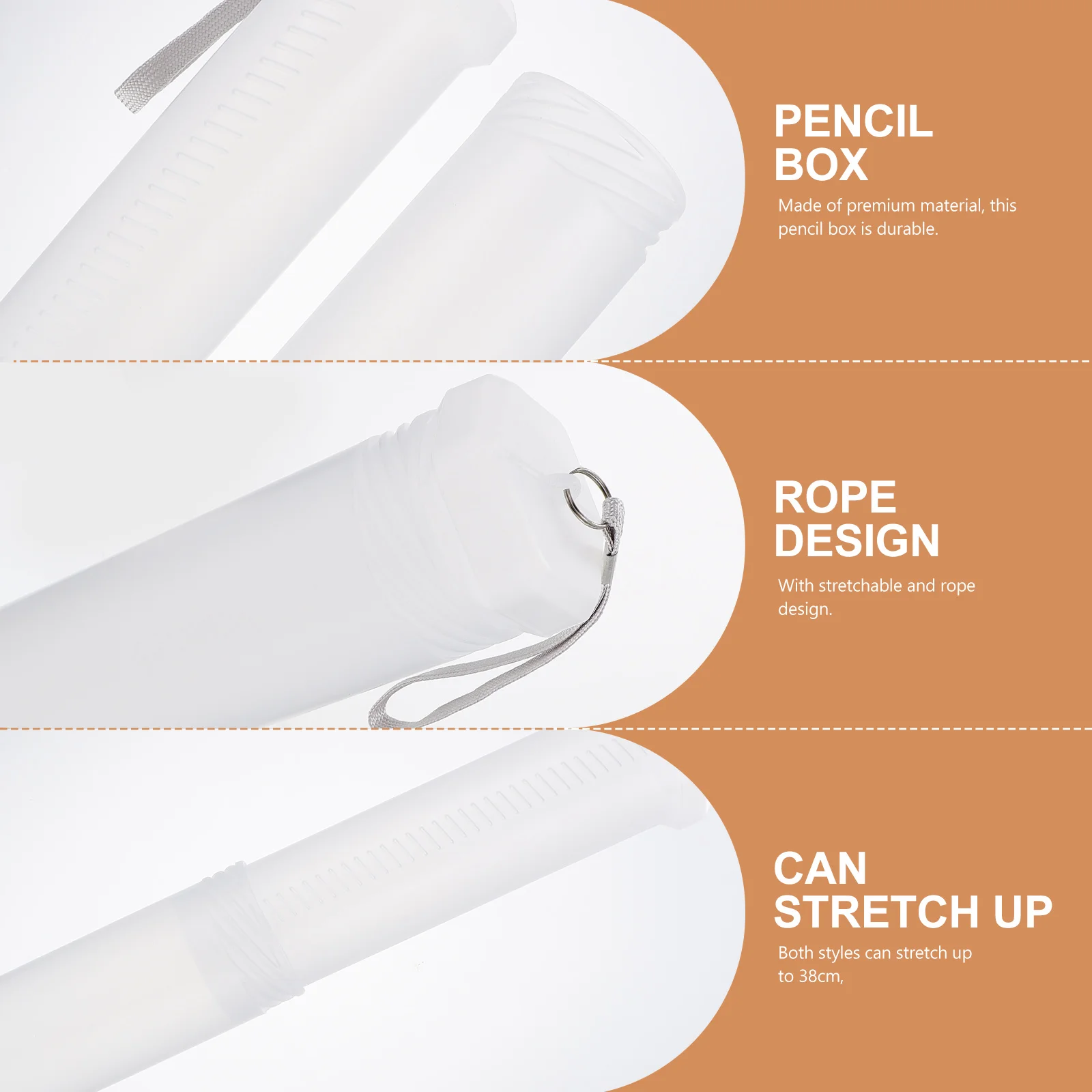 

2Pcs Telescopic Pen Box Portable Pencil Case Transparent Container Student Study Supplies Organizer Lightweight Gift
