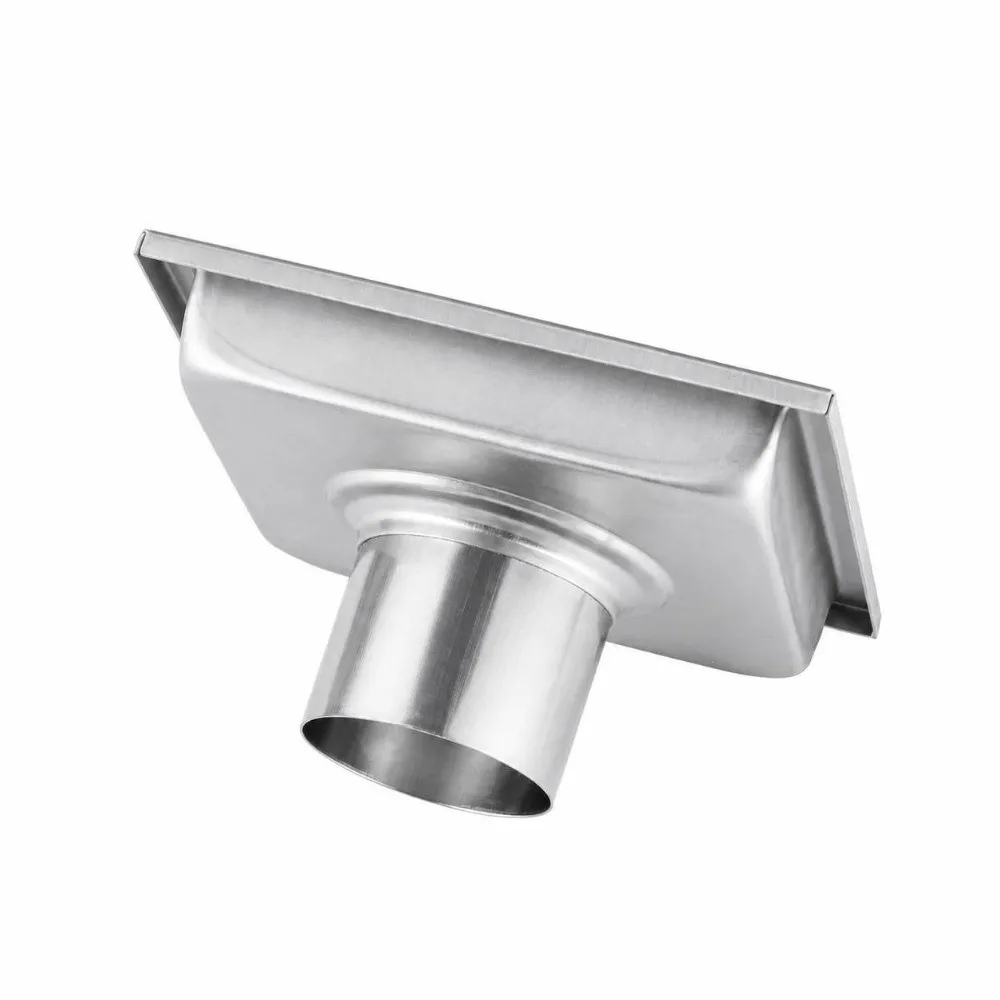Durable 304 Stainless Steel Floor Drain 4.33 Inch Brushed Finish Shower Drain Square Shape Hidden Form Waste Gate Shower Room