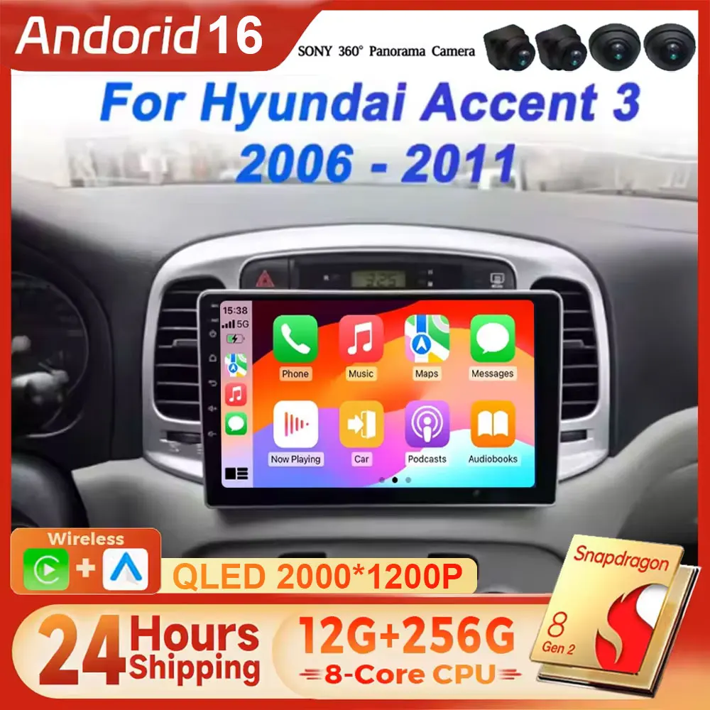 KM-NAVI Global Store Android 16 For Hyundai Accent 3 2006 - 2011 Android Auto Video Player GPS Player No 2din DVD Stereo