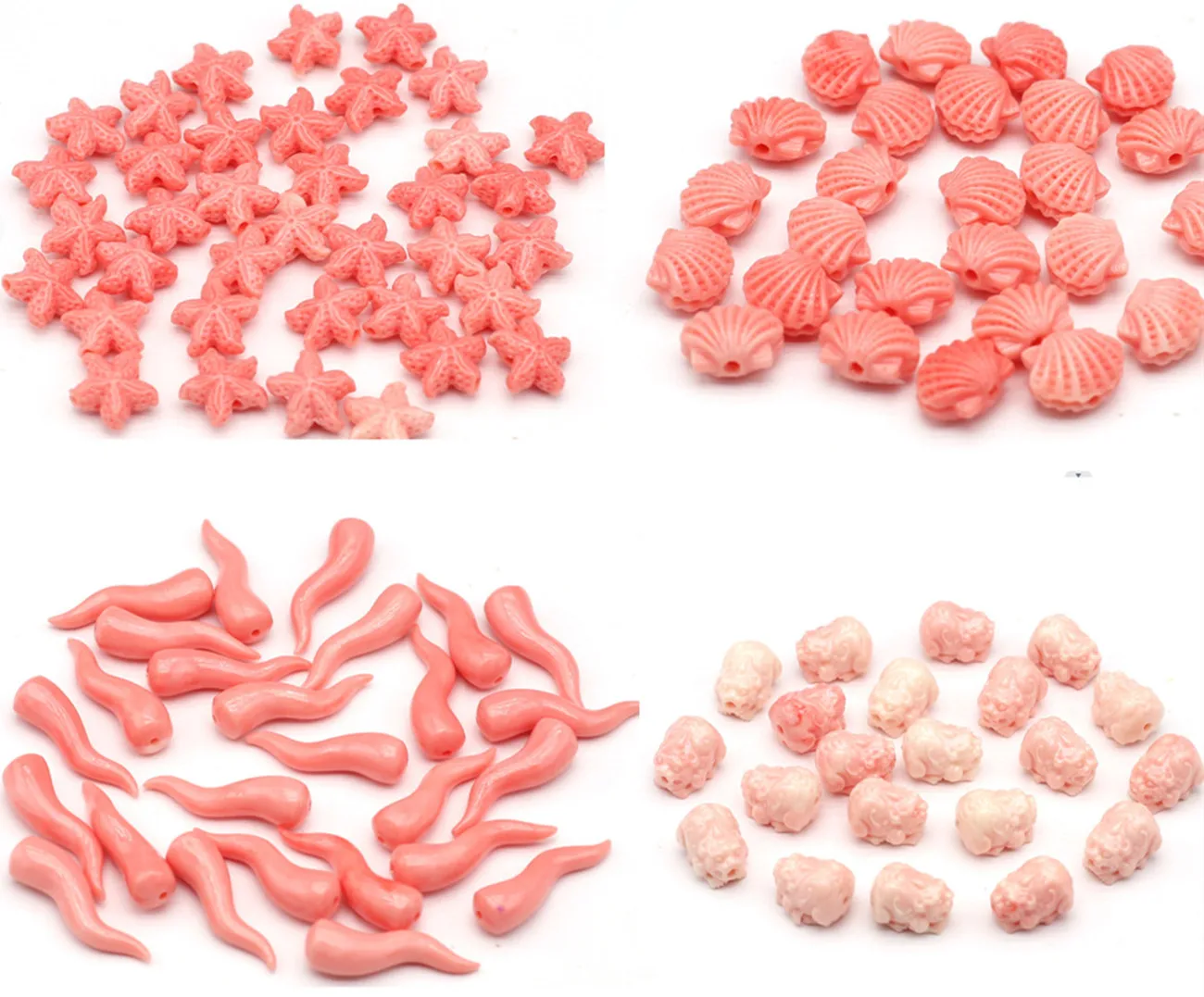 10Pc Synthetic Red Coral Loose Beads Handmade Animal Shape Through Hole Beads for Jewelry Making DIY Necklace Accessories Crafts