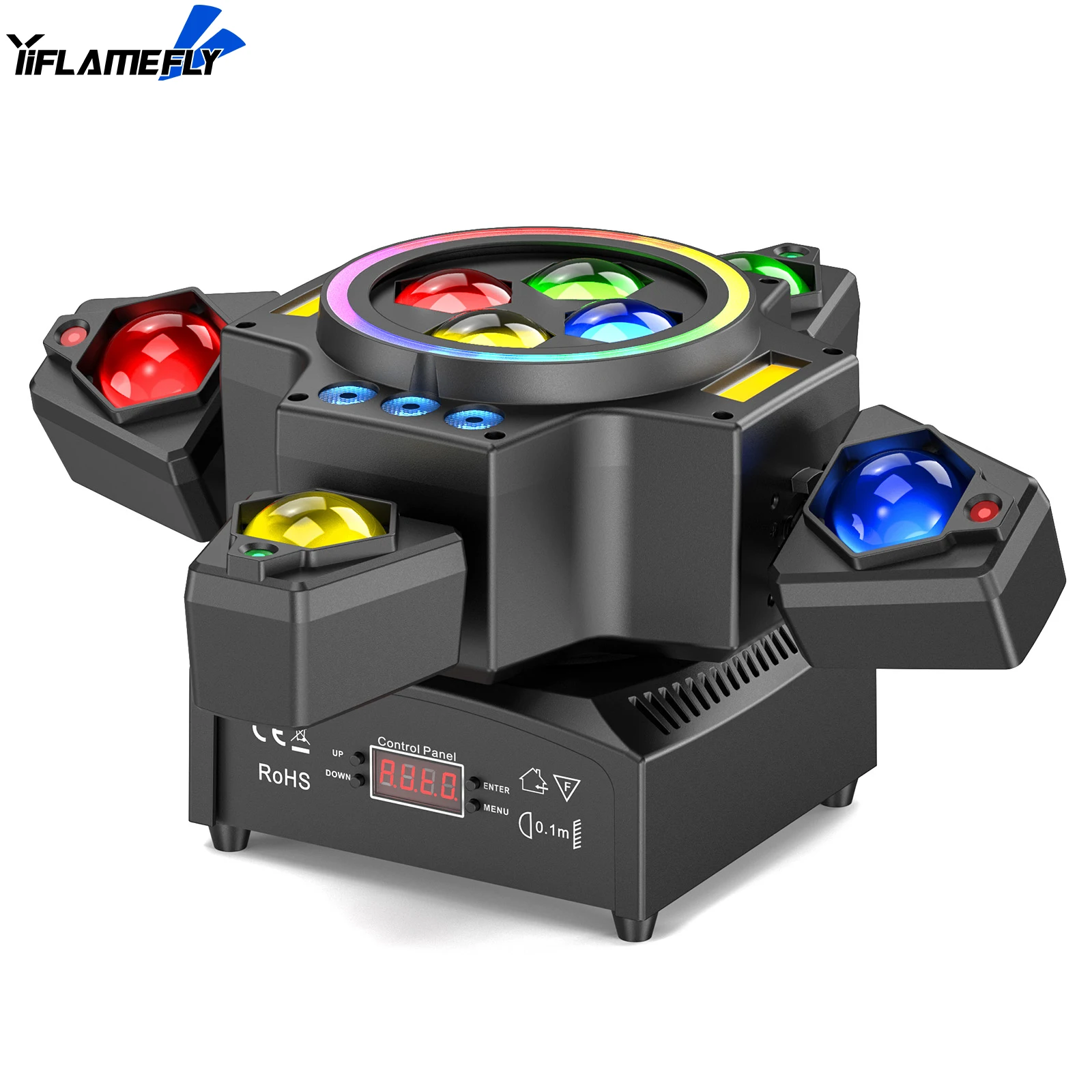 

Yiflamefl 180W 4-in-1 RGBW Moving Head Light with Honeycomb Lens Swinging Beam DMX512 27CH For Dance Hall Disco Ballroom Wedding