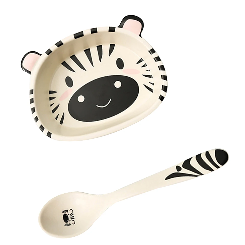 

Zebra Shaped Food Bowl Set Lovely Ceramics Container Bamboo Fiber Salad Spoon Soup 300ml Kids Decorative Storage