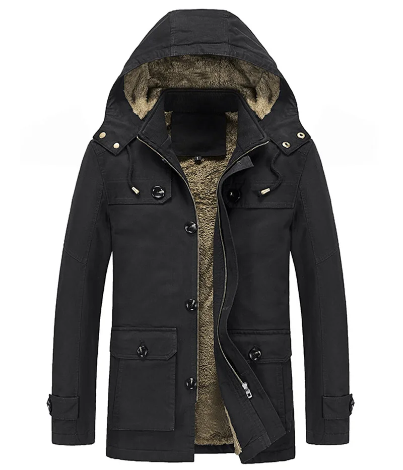 Military Cargo Coat Mens Thick Warm Man Jacket Winter Parkas Casual Cotton Padded Jacket Male Multi-Pocket Fur Hoodies Men Parka