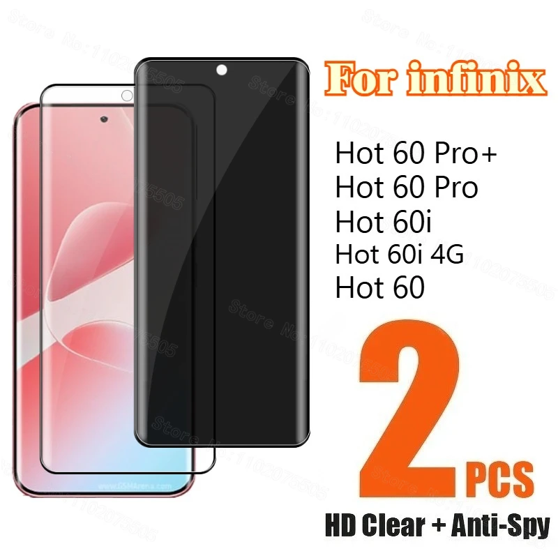 Verre tremp� 9D 2 en 1 + 1 verre tremp� de confidentialit� pour Infinix Hot 60 Pro Plus Hot 60i 4G Hot 60 Pro verre tremp� anti-rayures