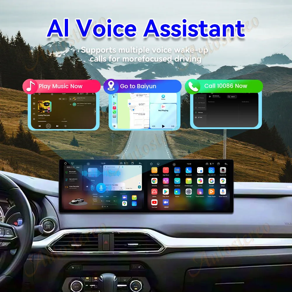 Dual Screen 10.1 Inch CarPlay Android 14 GPS for Mazda CX-9 2016-2022