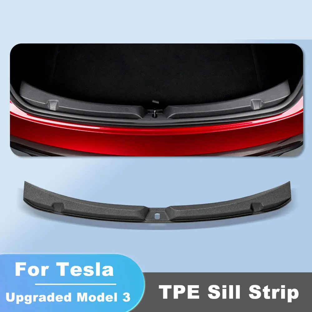 Rear Trunk Threshold Strip Rubber Guard For Tesla Upgrade Model 3 2024 Door Sill Anti Scratch Protection Strip Cargo Cover Pad