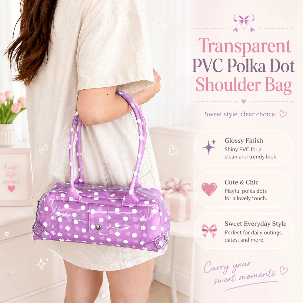 Neue Süße Gepunktete Transparente PVC-Jelly-Handtasche für Damen, Sommerliche Modische Bonbonfarbene Schultertasche für Strandurlaub