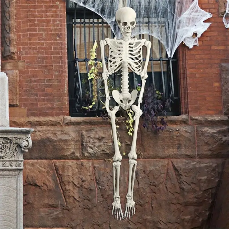 AT84-Halloween Skeleton Decoration, Posable Full Body Skeleton With Movable Joints, Spooky Prop For Yard, Garden, Lawn, Patio