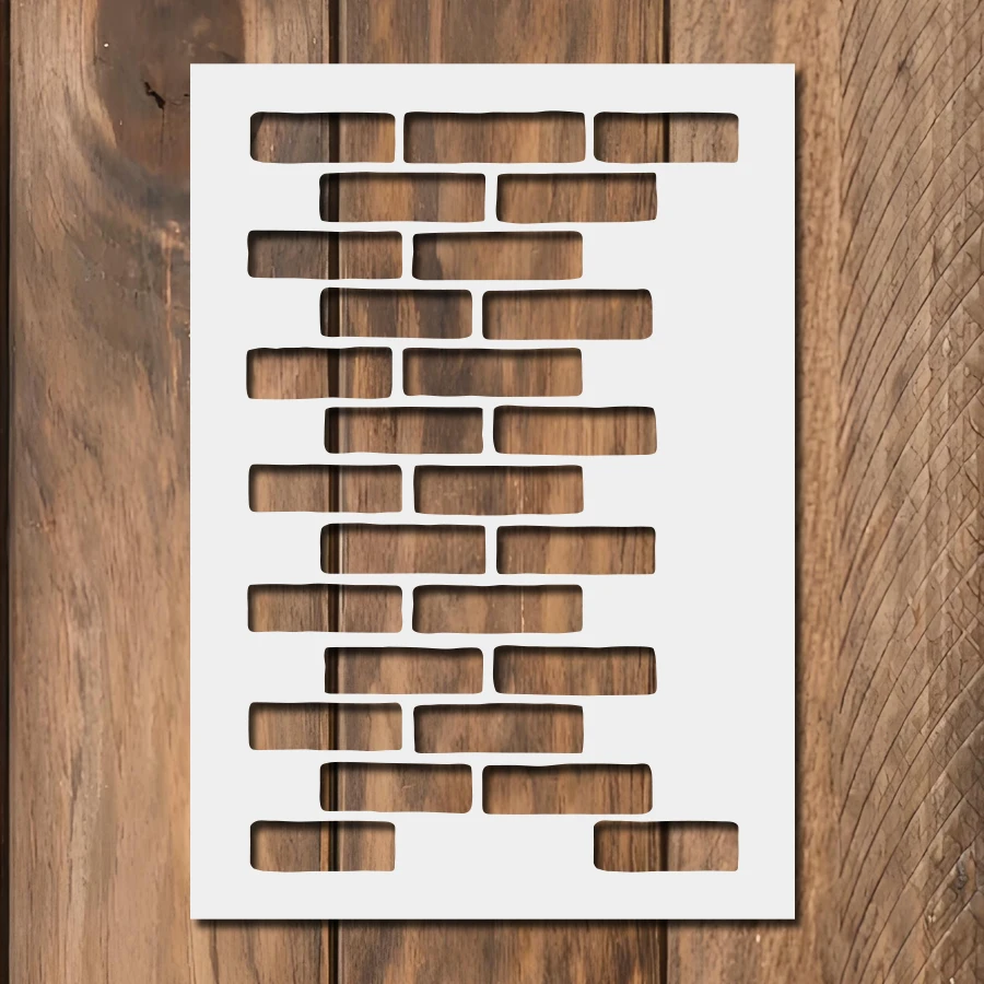 1PC A4 Brick Wall Painting Template DIY Brick Pattern Cutout Drawing Stencil for Journal Scrapbook Card Making