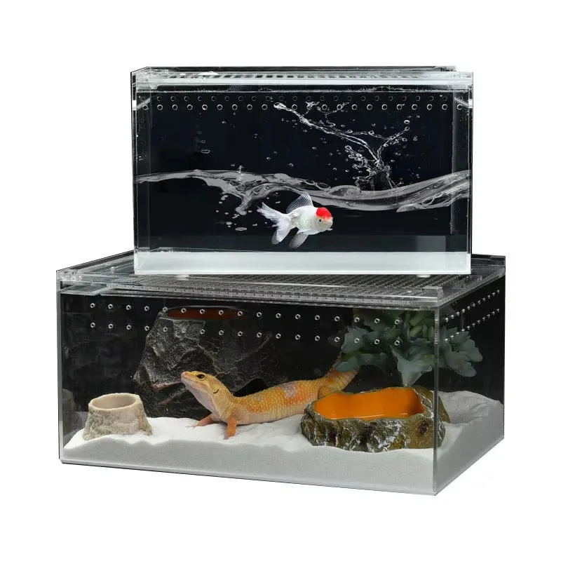 террариум для рептилий Stackable Reptile Enclosure Transparent Plastic Acrylic Reptile Cage Breeding Box Small Reptile Pet Insec