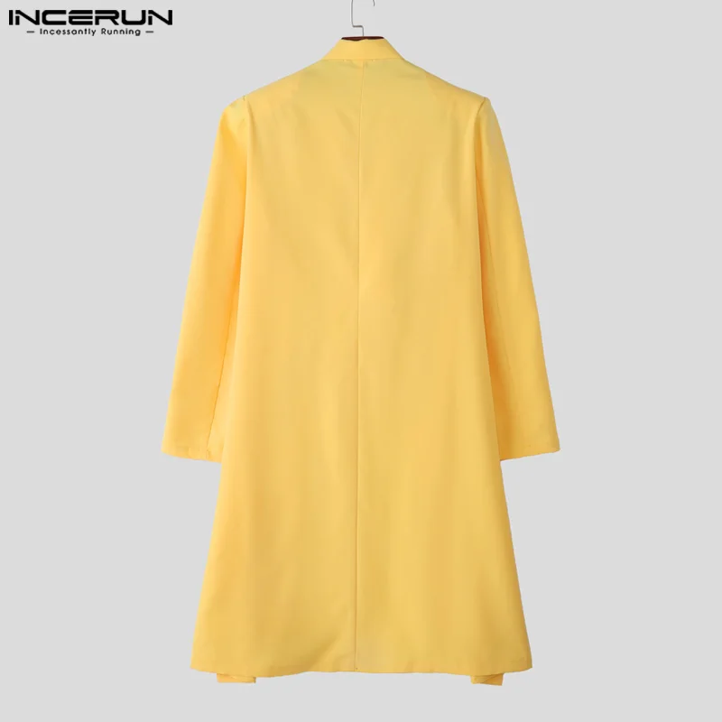 INCERUN Men Long Style Blazer Lapel Long Sleeve Irregular Suit Men Streetwear Loose 2025 Fashion Solid Casual Male Thin Coats
