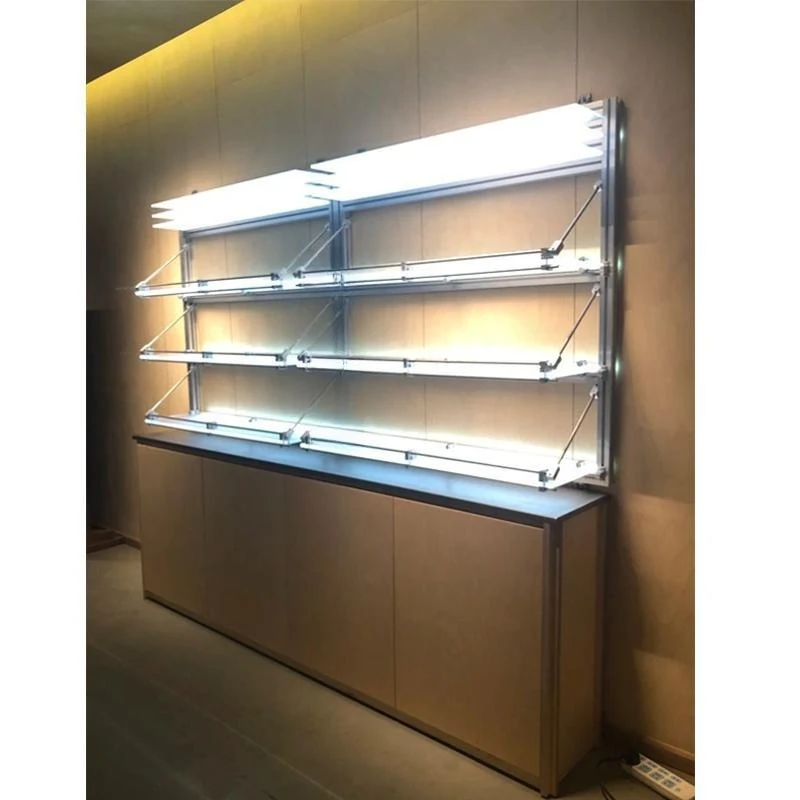 

Luminous acrylic shelf display stand, optical axis shelf aluminum profile marine panel display case