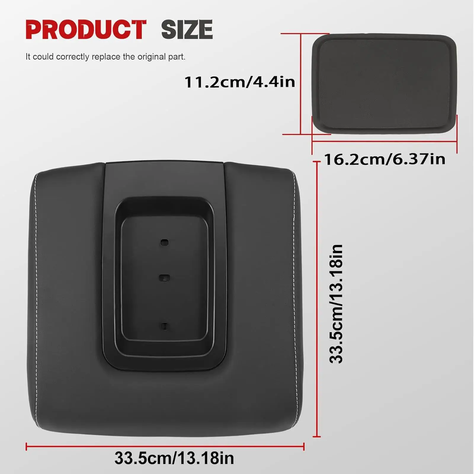 Durable Black Center Console Armrest Lid Replacement Plastic Leather for Chevrolet Silverado Interior