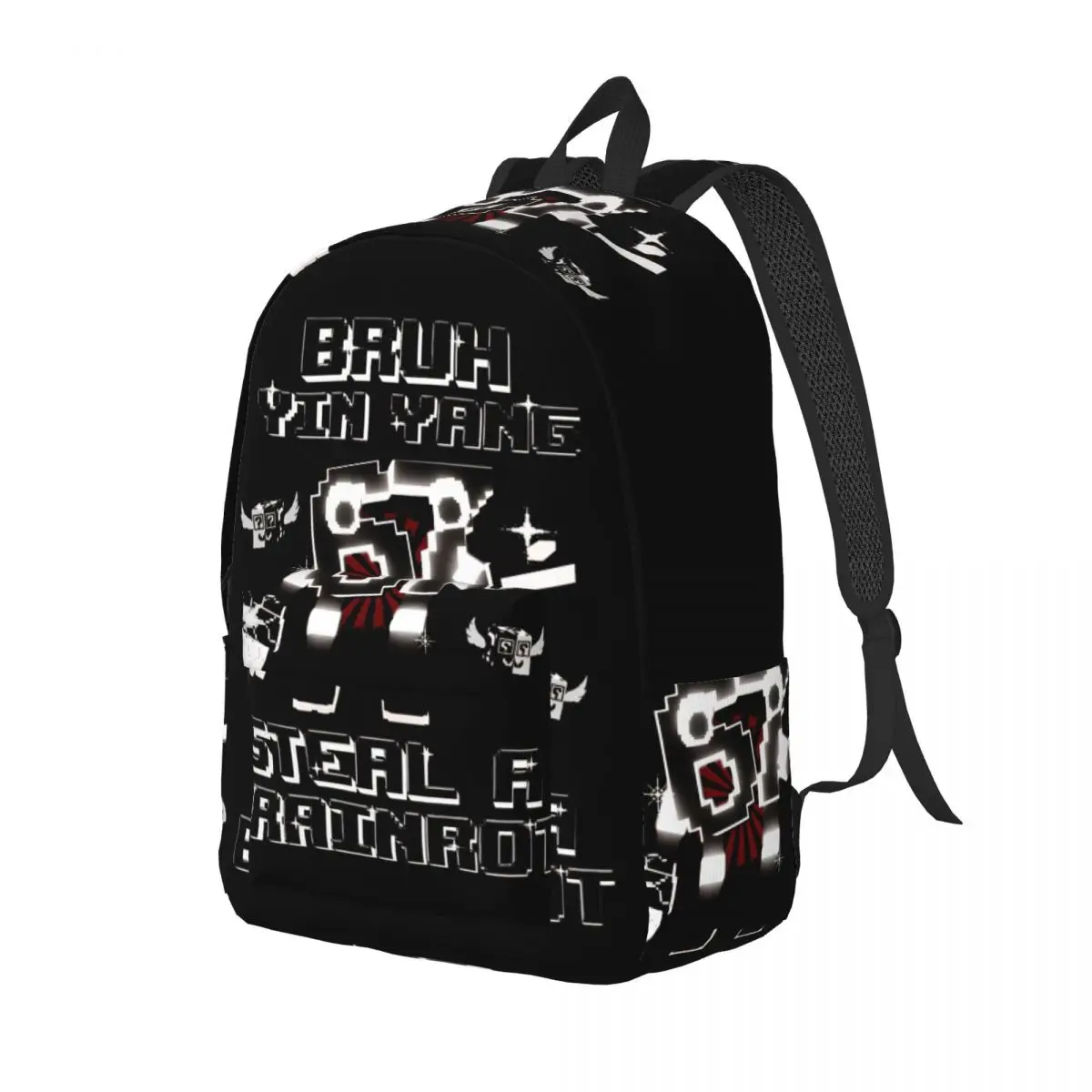 Bruh Yin Yang 67 Six Seven 6-7 Brainrot Steal A Brainrot for Teens Student School Bookbag Daypack Middle High College Travel