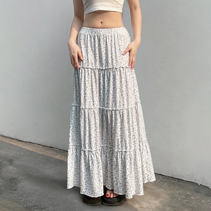 

Летняя сексуальная милая женская юбка, новая уличная модная юбка с высокой талией и цветочным принтом, вечерние повседневные элегантные свободные базовые женские юбки