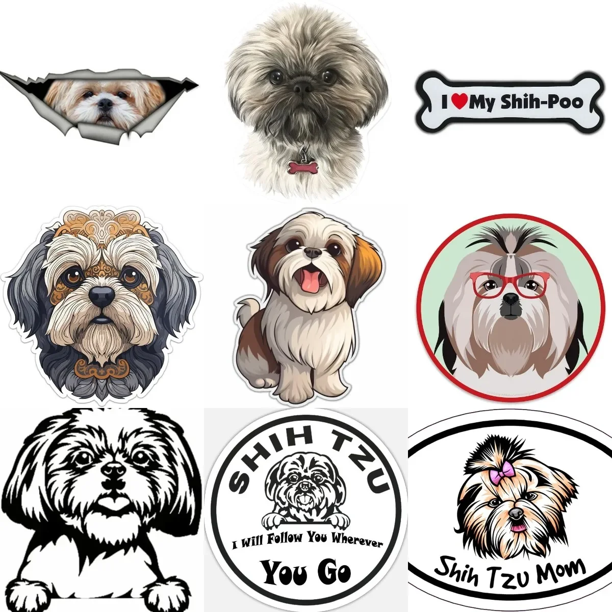 

Creative Shih Tzu Dog PVC Waterproof Stickers Accessories for Decorate Car Truck Bicycle Wall Room Bumper Table Off-road