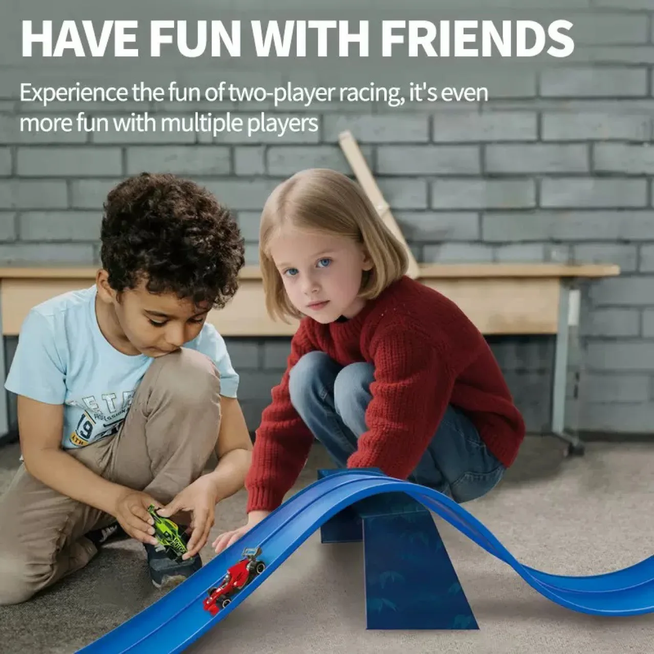 Flexible Race Track Toys for Kids 15 Ft Flex Race Car Ramp Track with Suction Cups Rolls Up Portable DIY Racetrack Birthday Gift