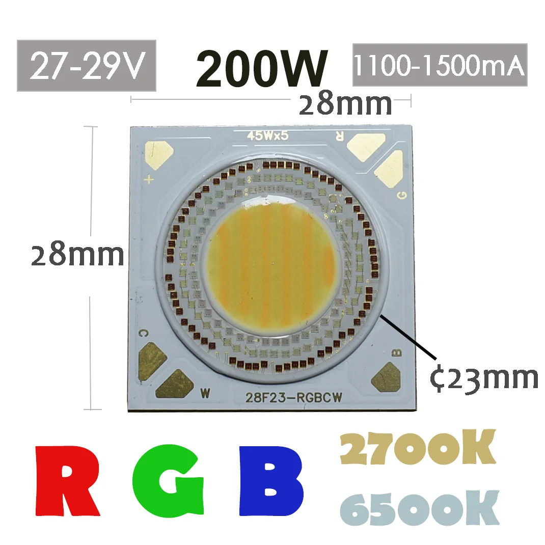 5IN1 RGBWC Multicolor High Power COB LED Chip 30W 50W 60W 80W 150W Diode For Photoflood Lamp DIY Lighting Emitter Components