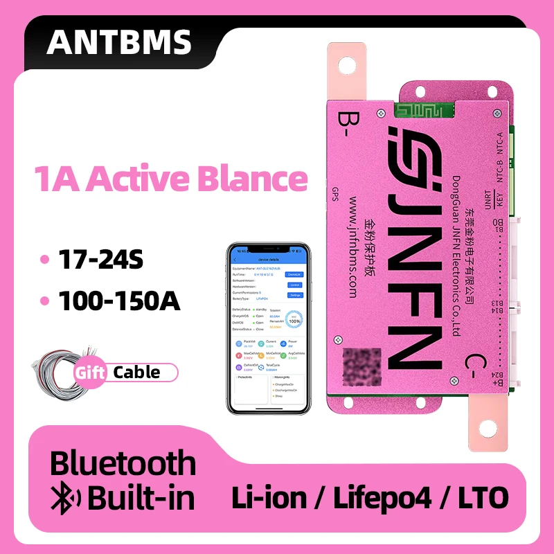 ANT Smart Active Balance BMS 17S-24S 48V 84V 150A Bluetooth CAN RS485 LiFePO4 Li-ion LTO Battery 1A Active Smart BMS for E-Bike