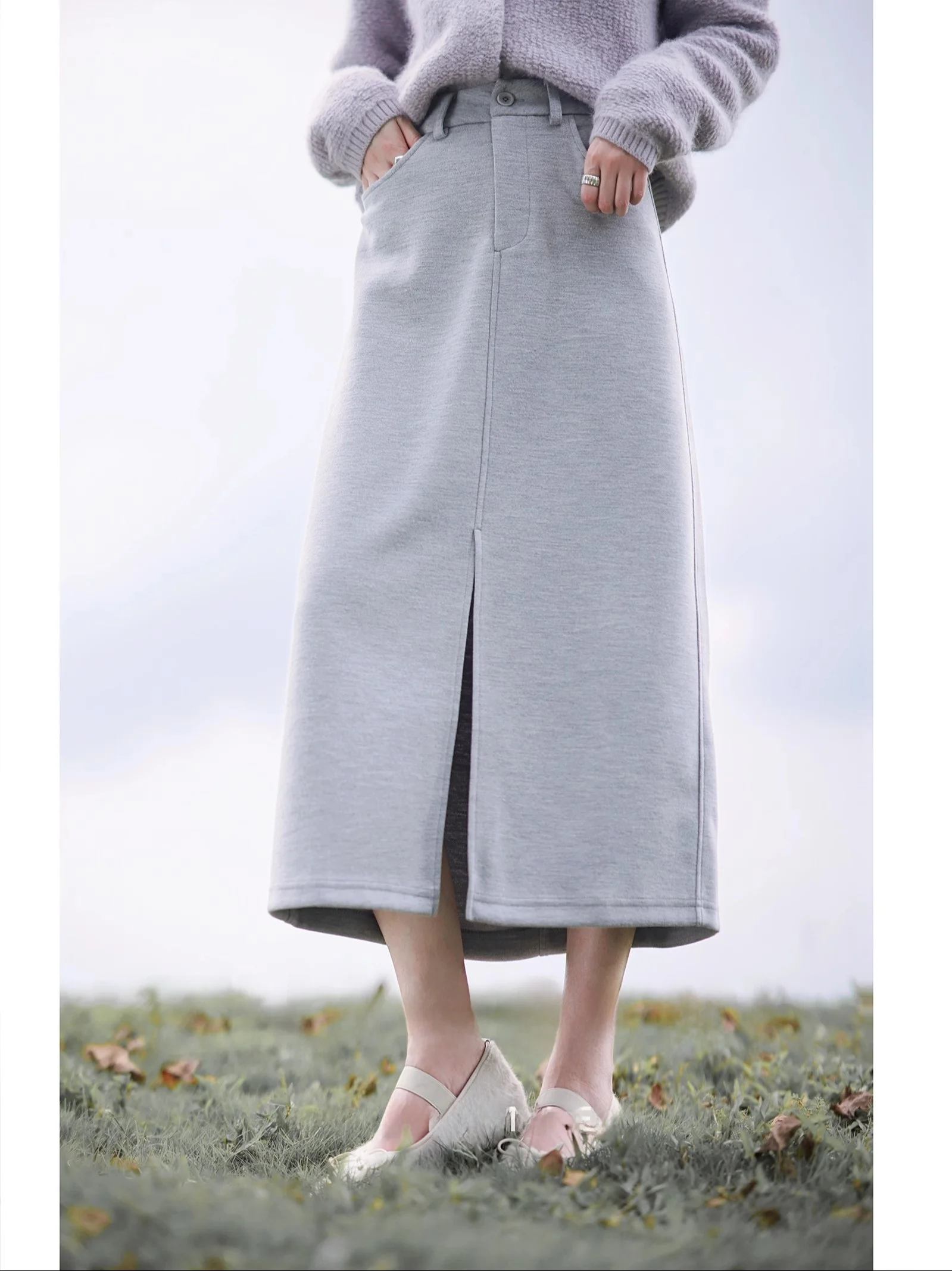 

Zhaodaixi Elastic A-Line Skirt High Waist Loose Fit Versatile Simple Design New 2024 Polyester Blend Fiber Skirt