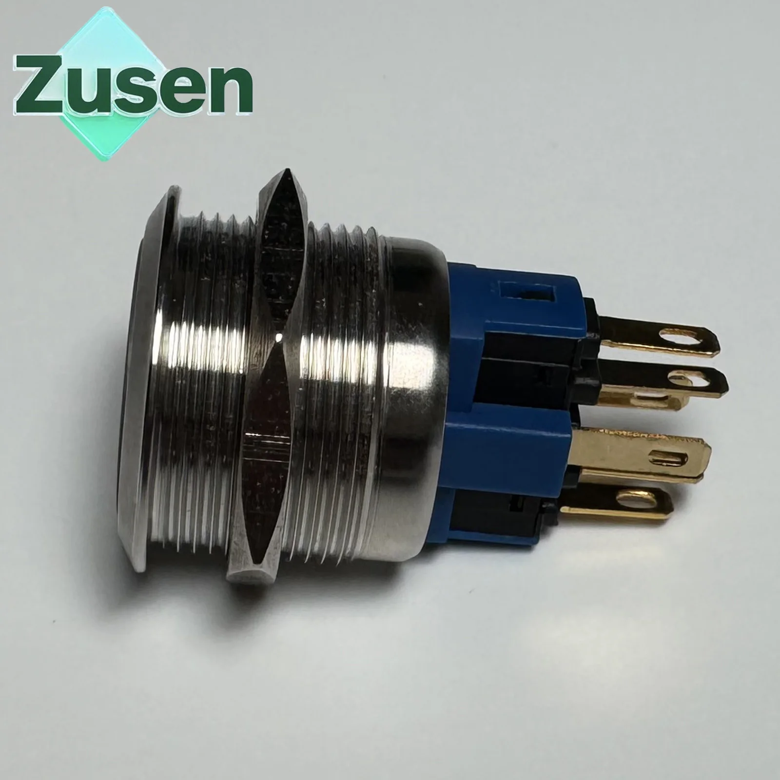 Zusen 22mm Ring Led Illuminated Stainless Steel Push Button Switch 1NO1NC IP65 6V 12V 24V 220V