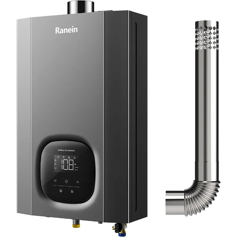 Natural Gas Tankless Water Heater with Vent Pipe, Indoor Max 4.3 GPM, 100,000 BTU Instant Hot Water Heater