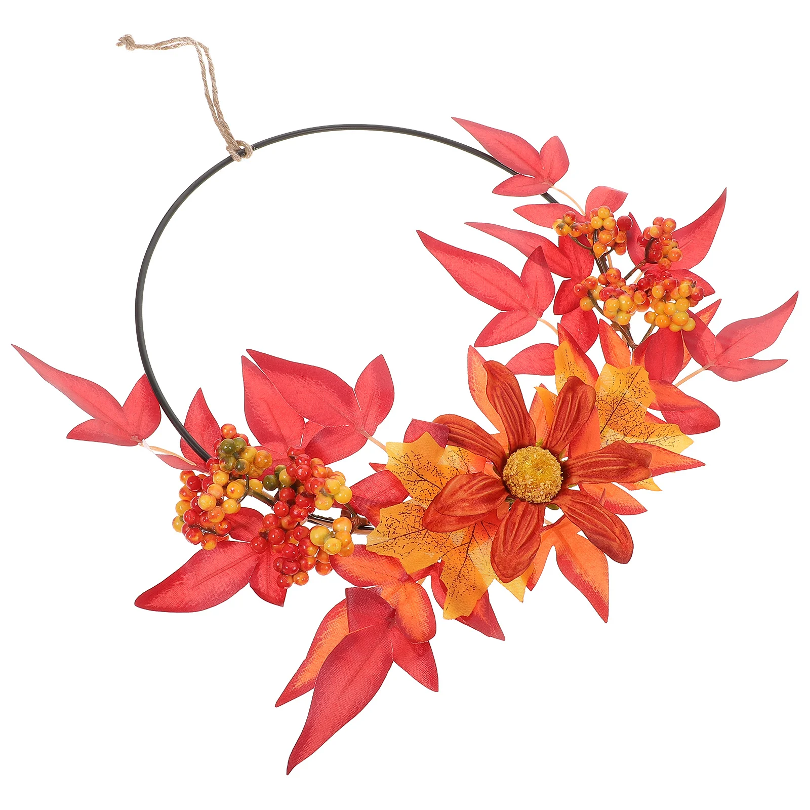 

1Pcs Imitated Maple Leaf Wreath Orange Decorative Hanging Garland Door Pendant Wall Garland Festival Decoration