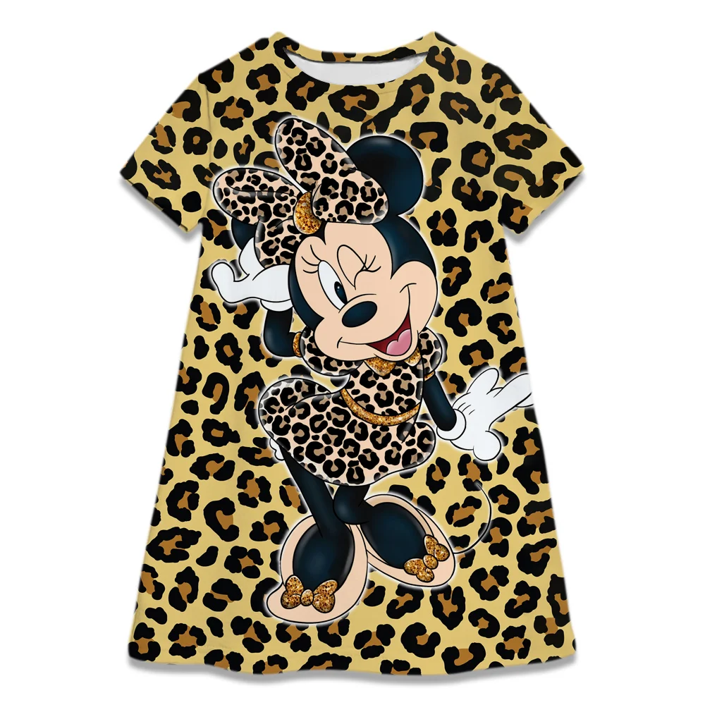 Minnie Mouse Jurk Luipaard Print Christmas Party Jurken Kinderen Meisjes Verjaardagscadeaus 2-8Y Kinderen Meisjes Baby Meisje Kleding