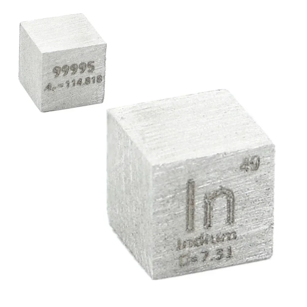 Indium Metal 10mm Density Cube 99.95% Pure for Element Collection