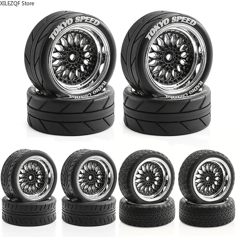 XILEZQF 65mm RC Drift Tires & Wheels - For Tamiya TT02/XV01 WRC - 1/10 On-Road Racing Flat Run Set